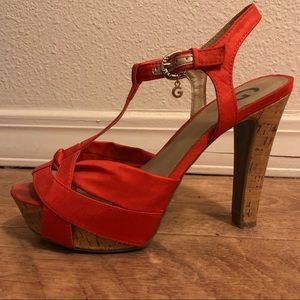 Bright orange G by Guess Cork Heels